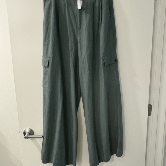 Madewell Wide Leg Linen-blend Cargo Pants - Picture 1 of 6